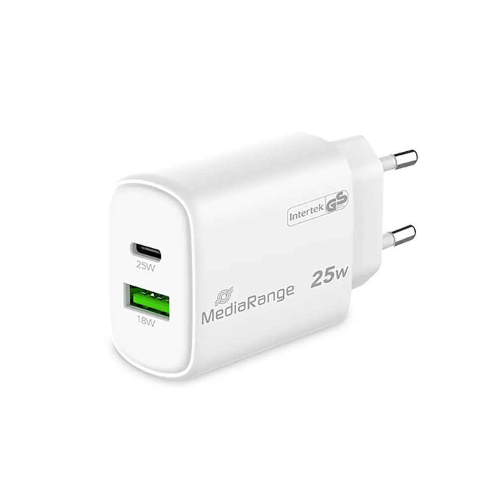 MediaRange USB-C Snellader 25W - 1 x USB-C - 1 x USB-A