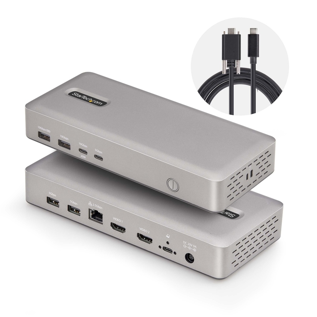 StarTech USB4 Docking Station, USB-C 40Gbps, Dual HDMI Video, Tot 2x 4K 60Hz 4:4:4 (RGB) of 2x 4K 120Hz 4:2:2, Multi-Monitor Dock, 6x USB, 2.5GbE, 100W PD