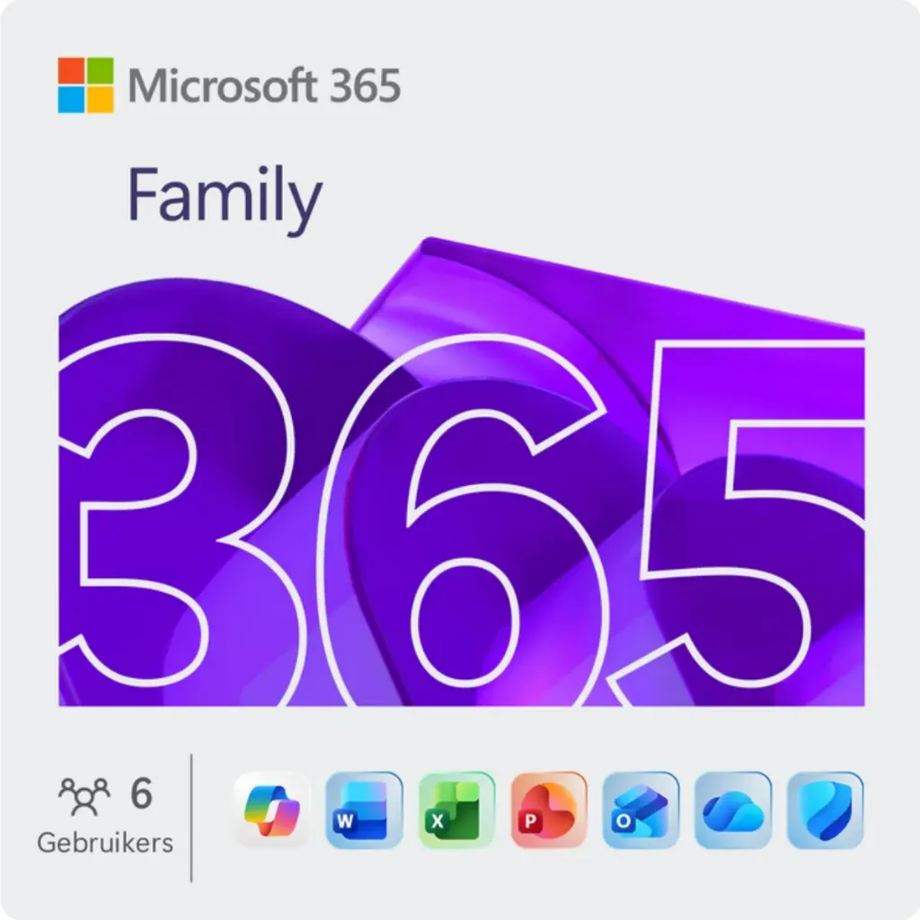 Microsoft 365 Family 5 Gebruikers PC/Mac 1 jaar